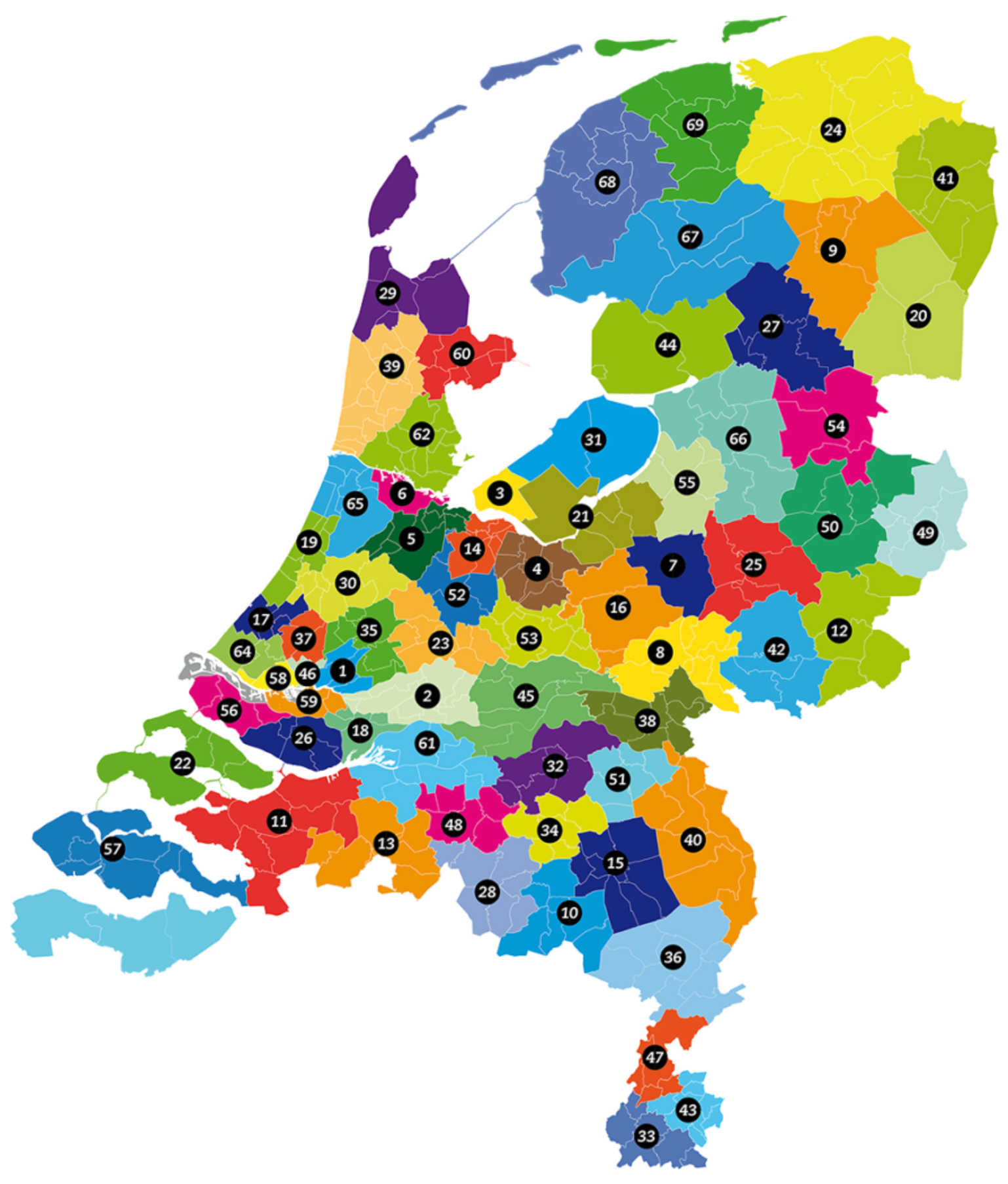 Regio-indeling VO Gids op kaart van Nederland
